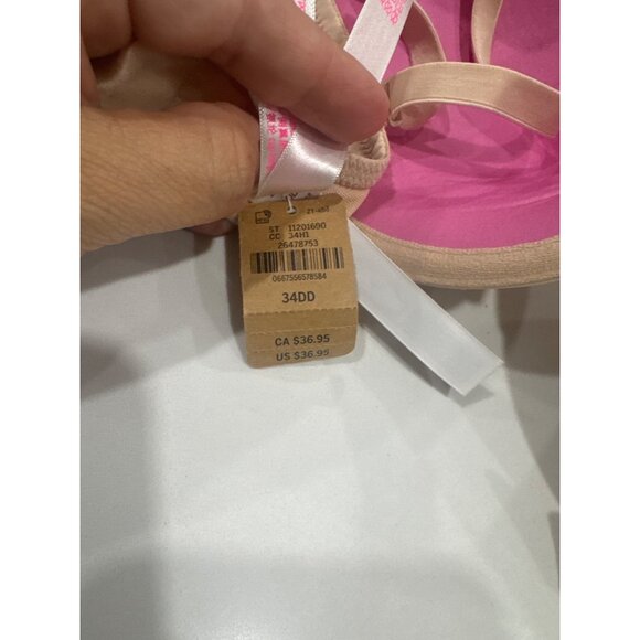 Victorias Secret Lightly Lined Demi Bra 34DD Beige Pink Underwire Adjustable Str - Picture 4 of 5